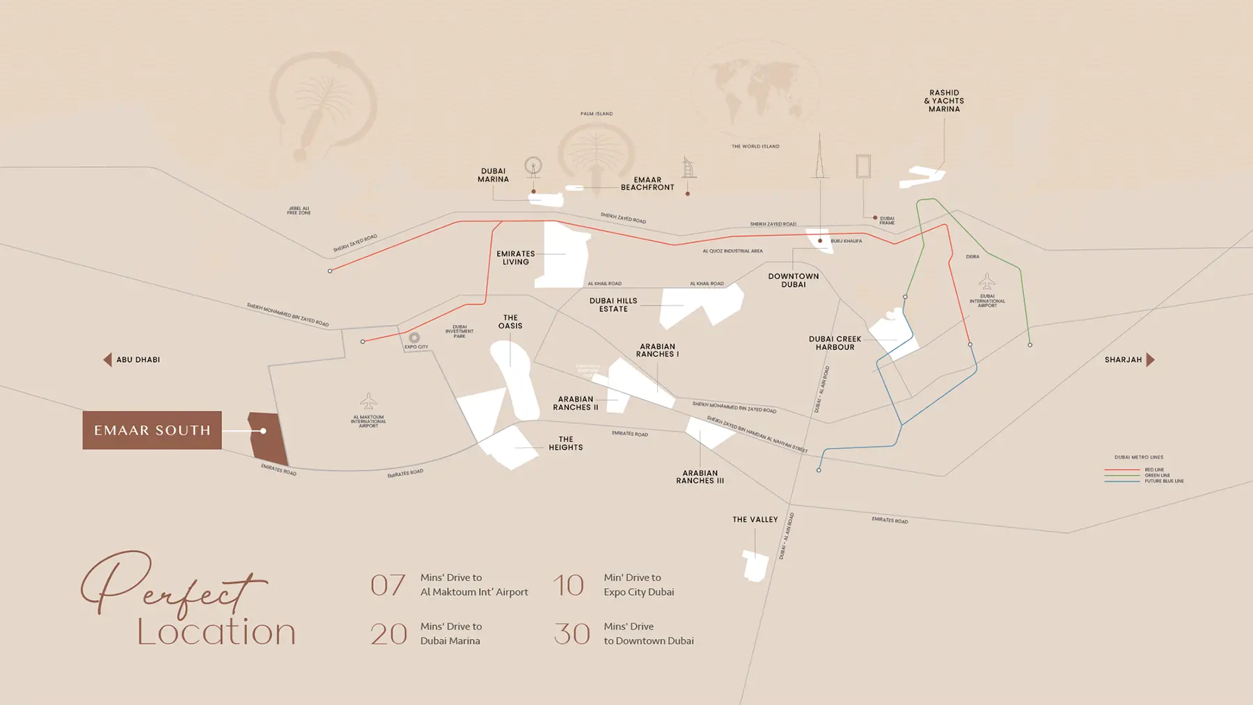 Greenville at Emaar South location map