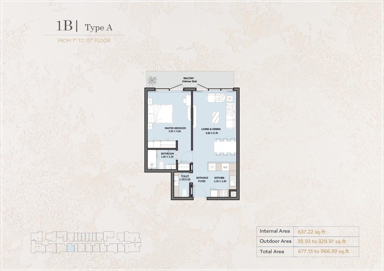 1 Bedroom floor plan