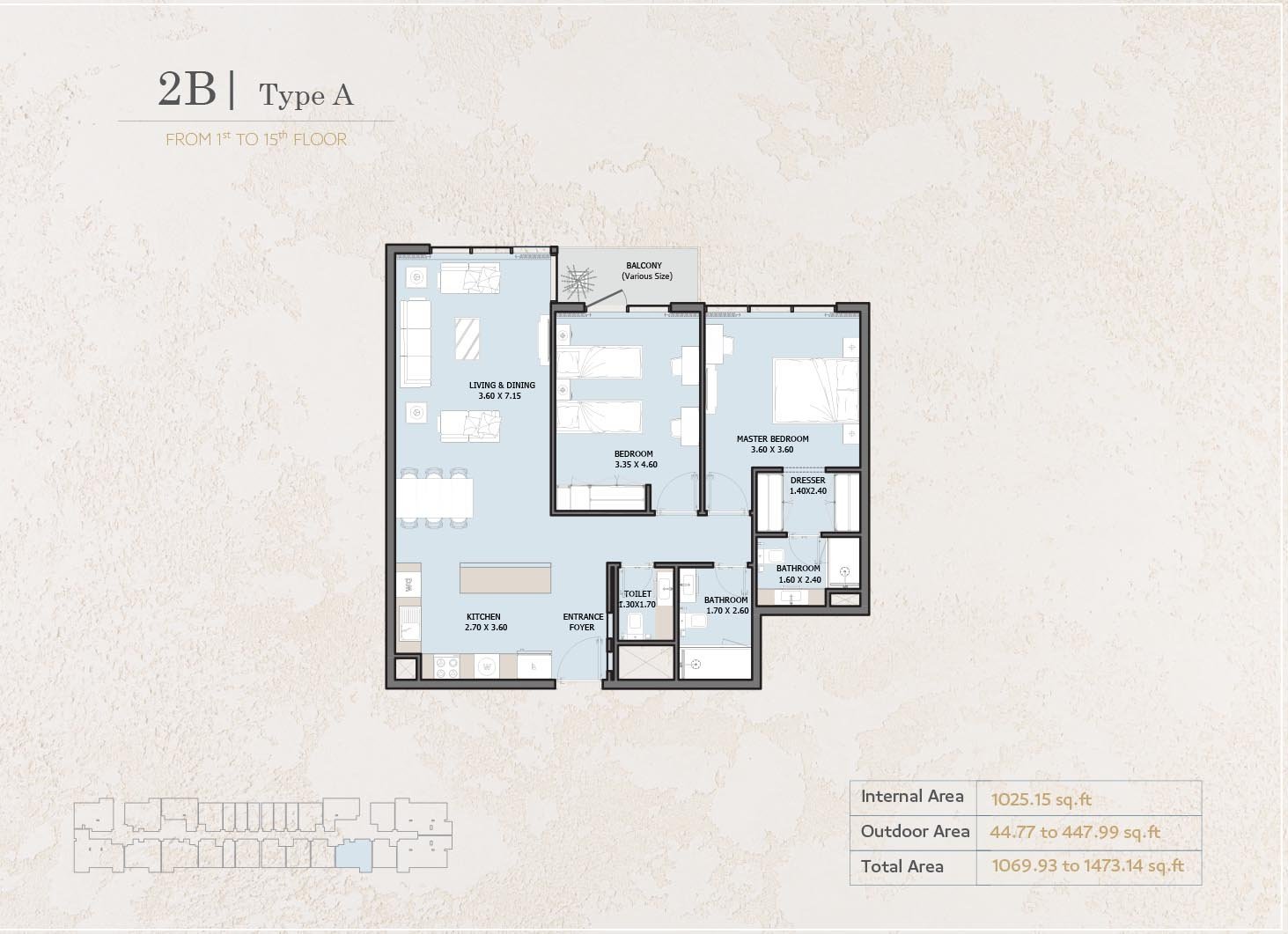 2 Bedrooms floor plan