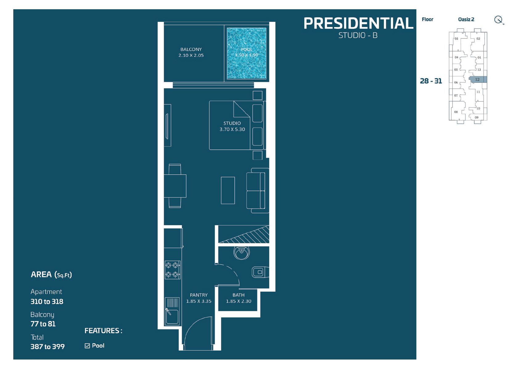 Studio + Pool floor plan
