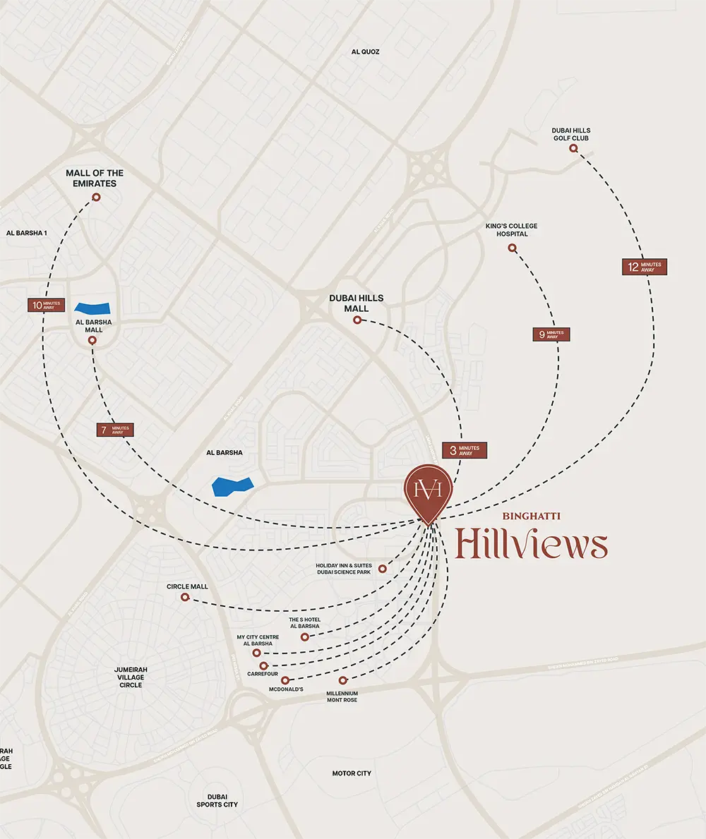 Binghatti Hillviews location map