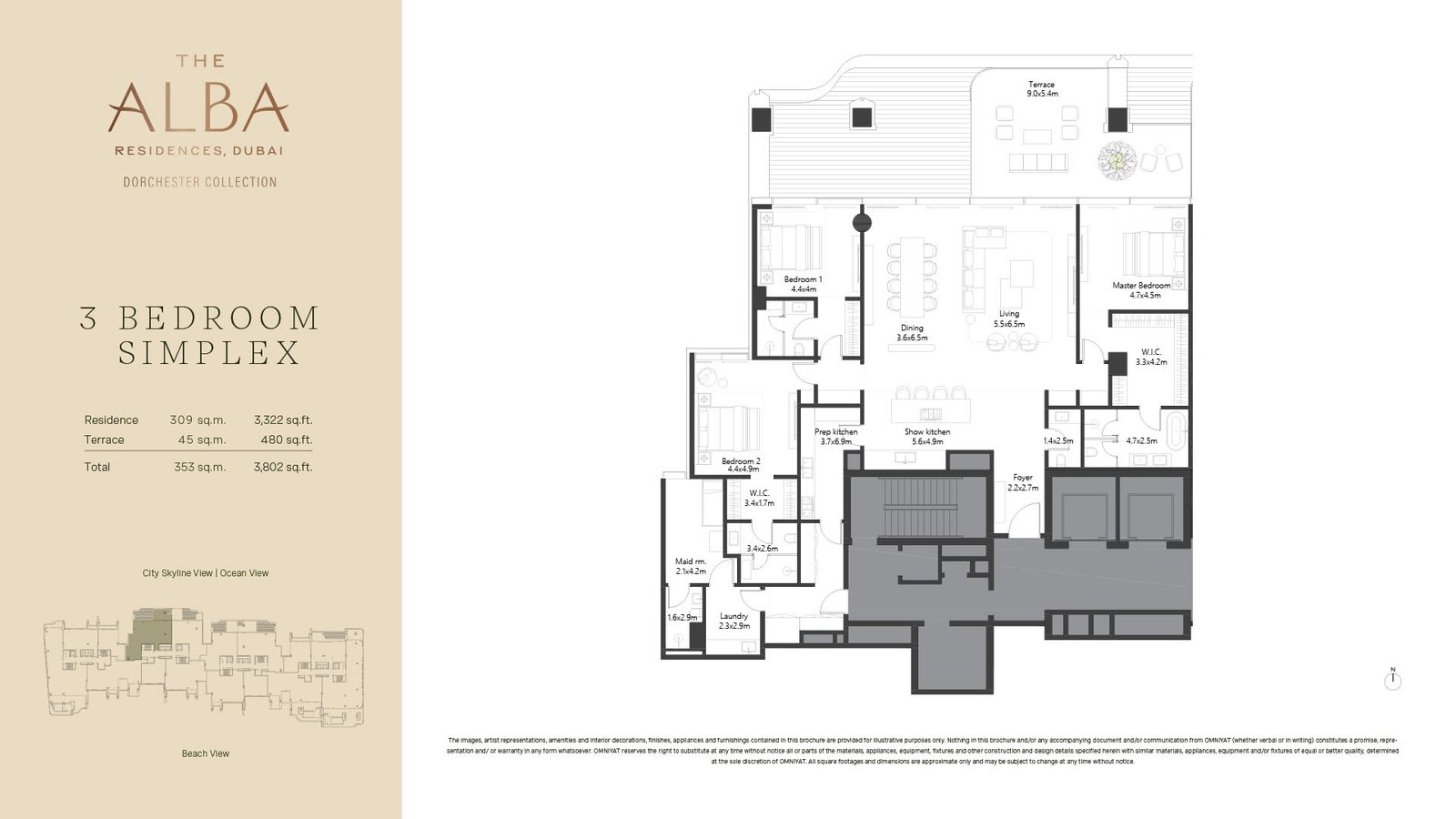 3 Bedrooms + Maid floor plan