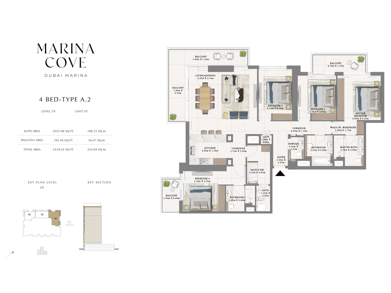 4 Bedrooms + Maid floor plan