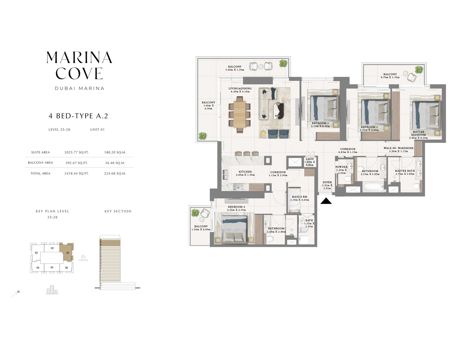 4 Bedrooms + Maid floor plan