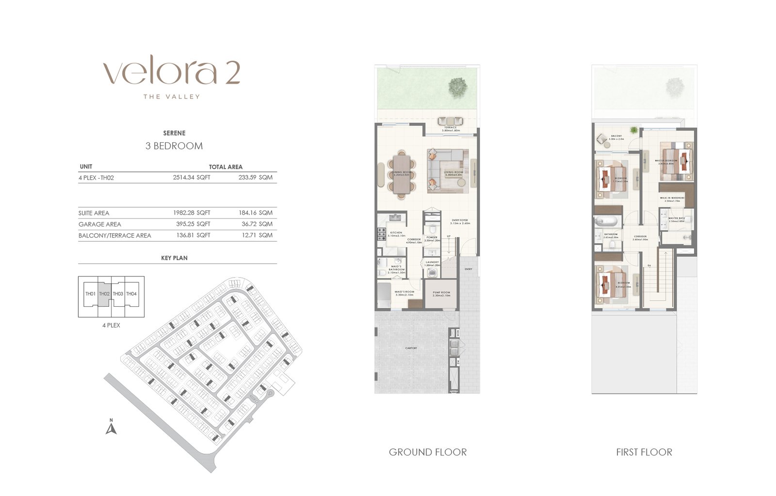 3 Bedrooms + Maid floor plan