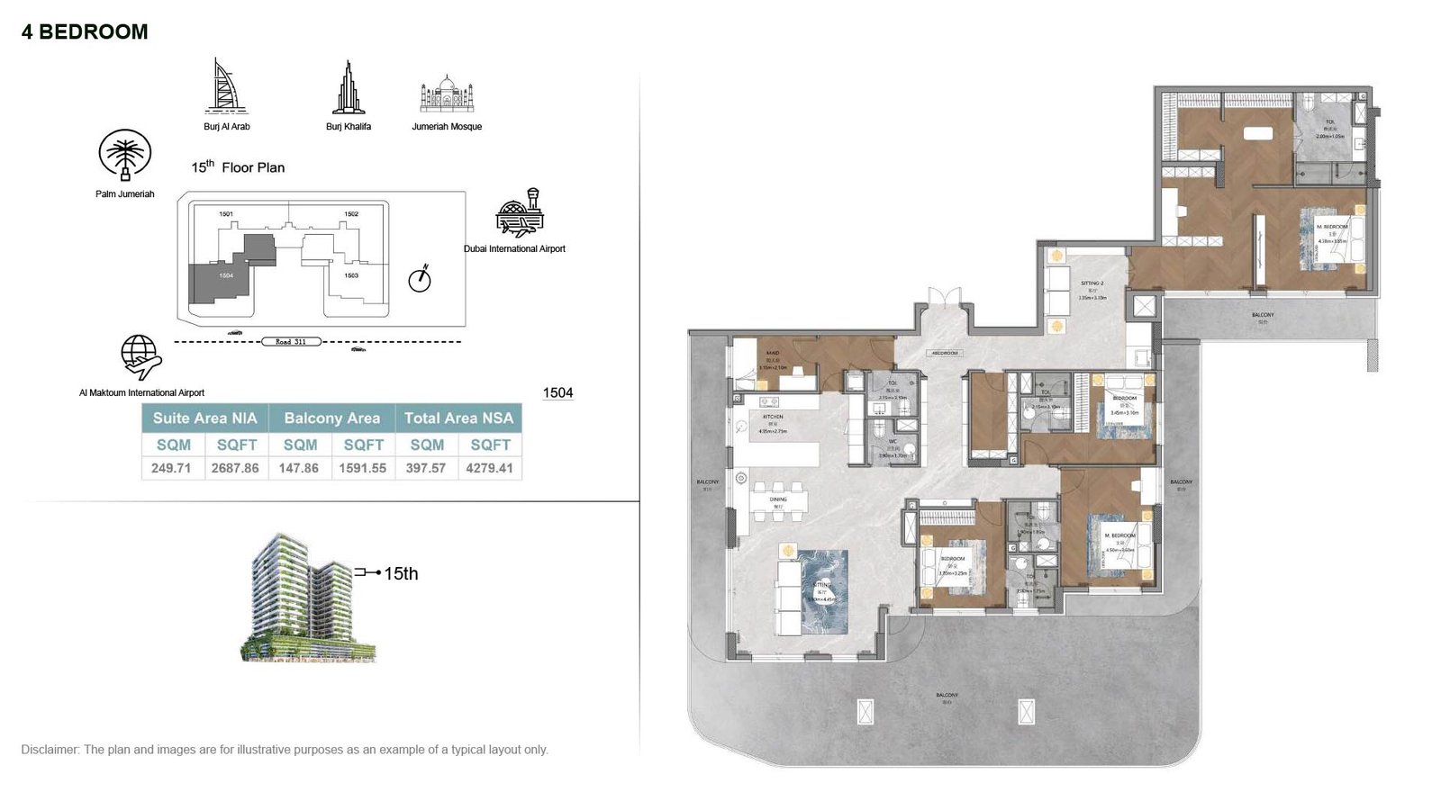 4 Bedrooms + Maid floor plan