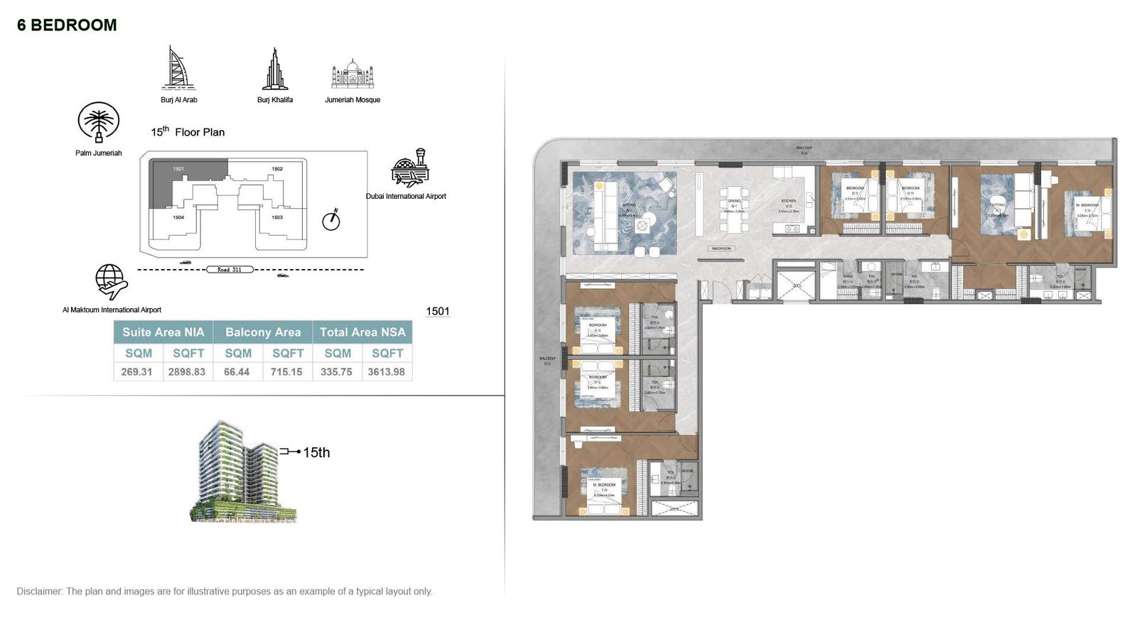 6 Bedrooms + Maid floor plan