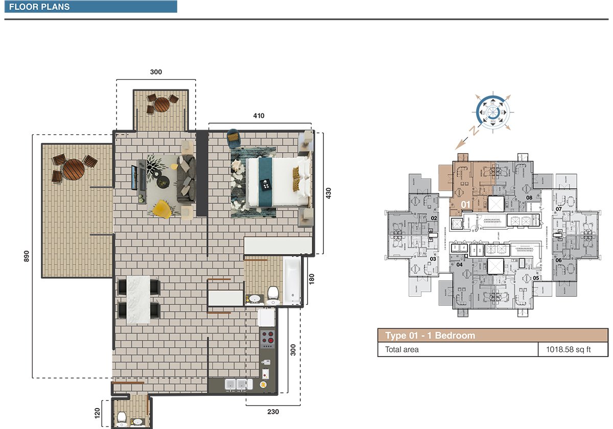 1 Bedroom floor plan