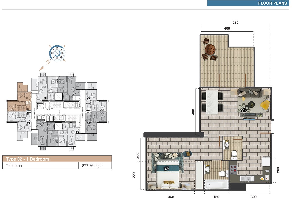 1 Bedroom floor plan