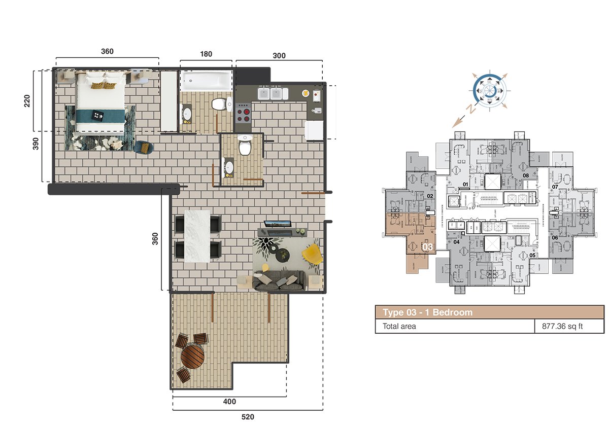 1 Bedroom floor plan