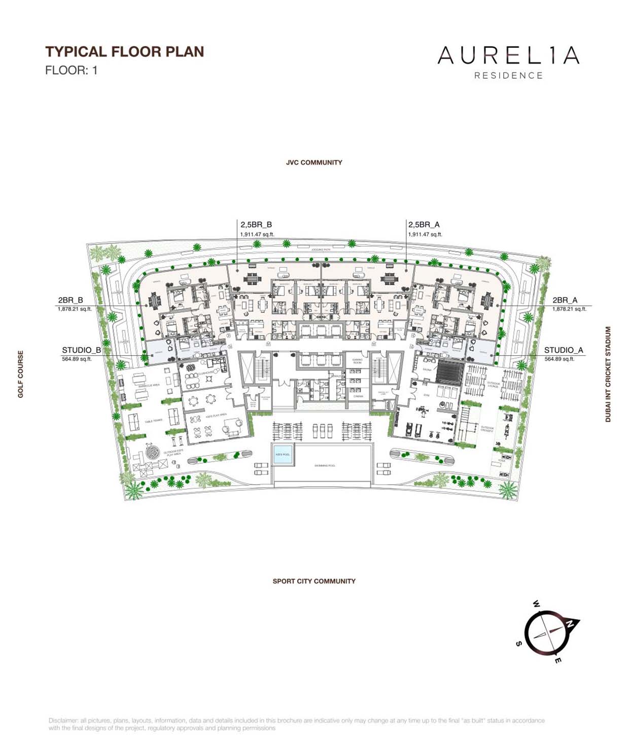 Aurelia Residence at Dubai Sports City FLOOR 1 FLOOR 1 floor plan