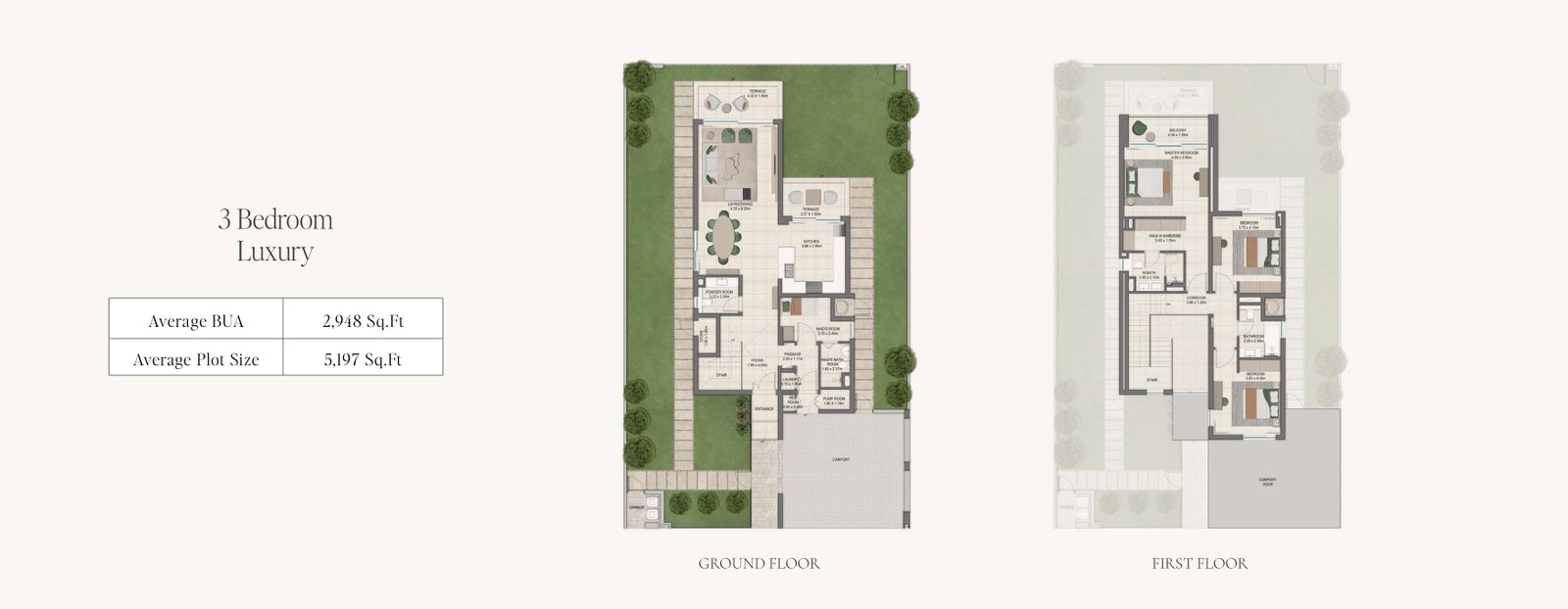 3 Bedrooms + Maid floor plan