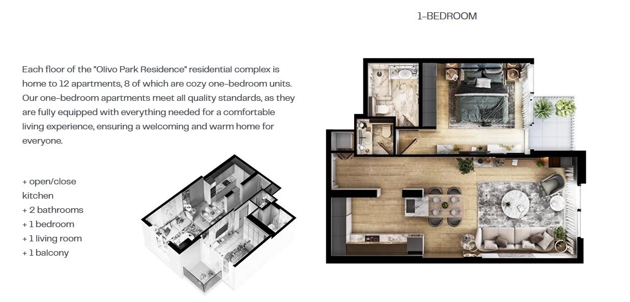 1 Bedroom floor plan