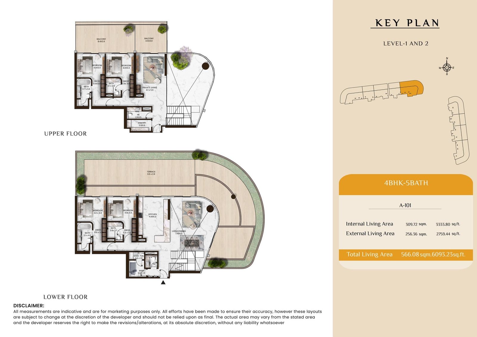 4 Bedrooms + Maid floor plan