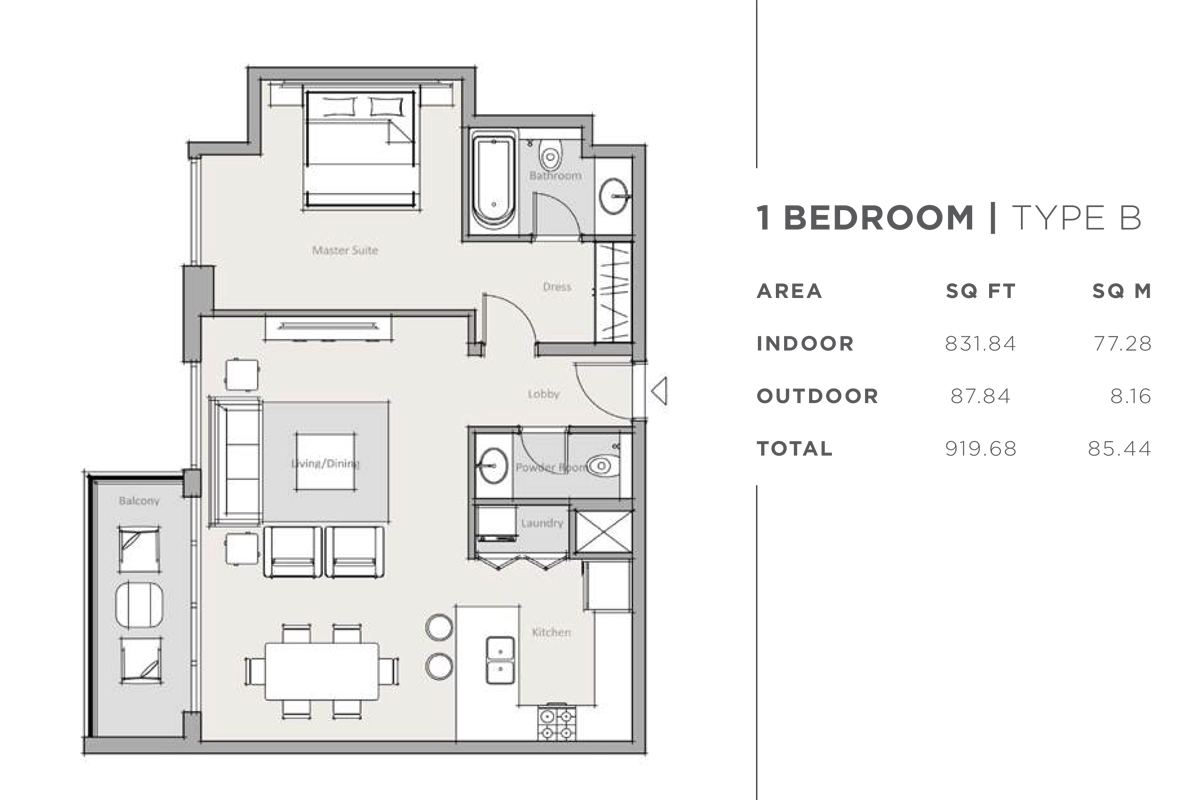1 Bedroom floor plan