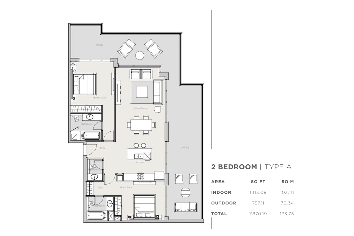 2 Bedrooms floor plan