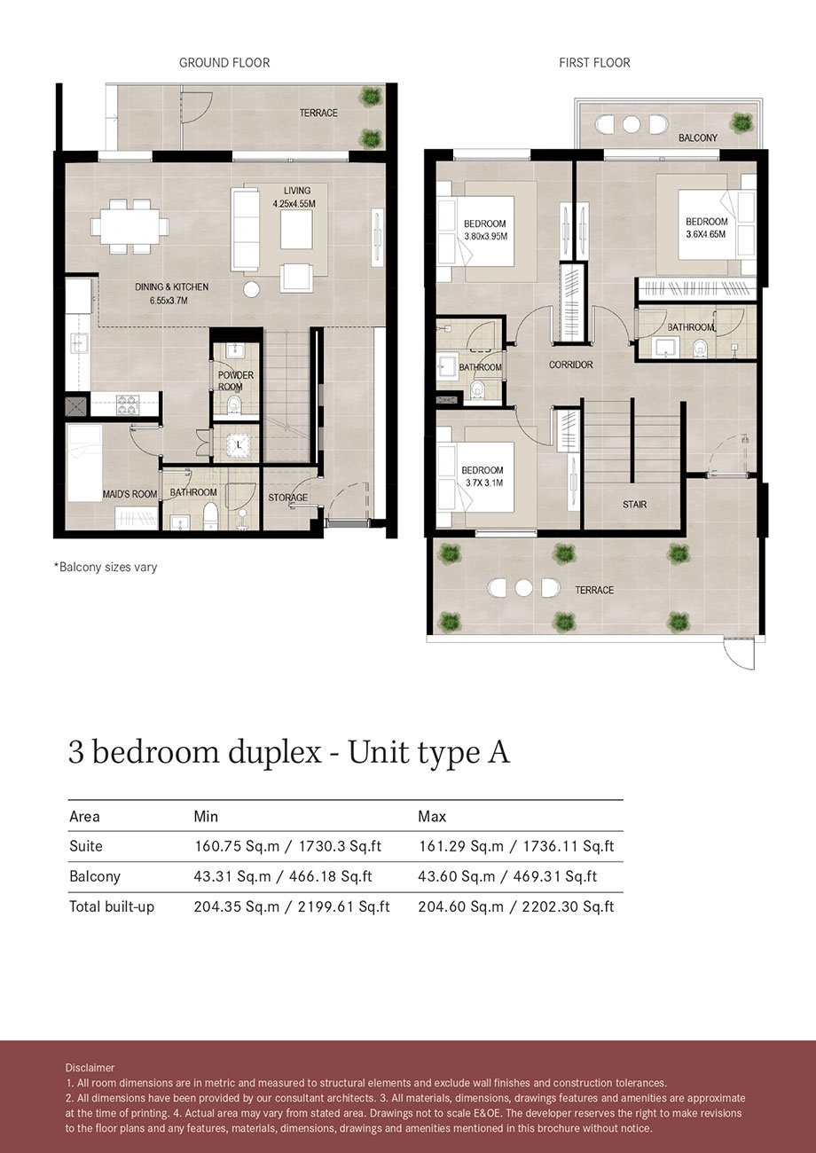 3 Bedrooms + Maid floor plan