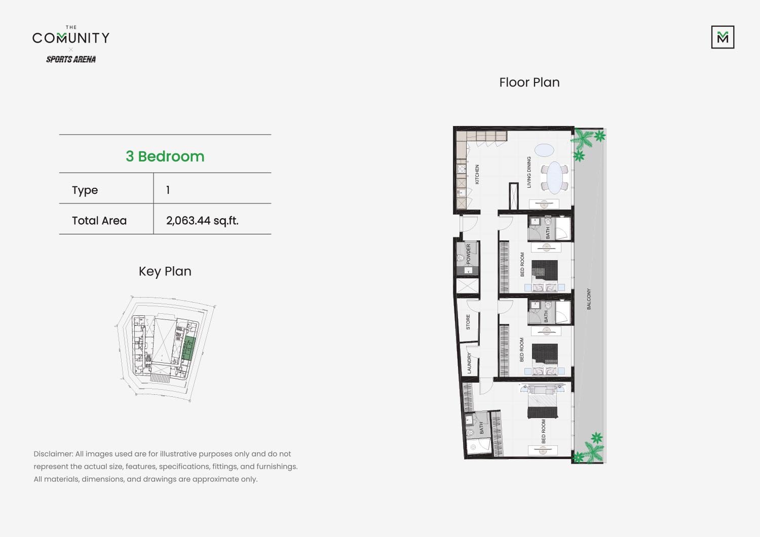3 Bedrooms floor plan