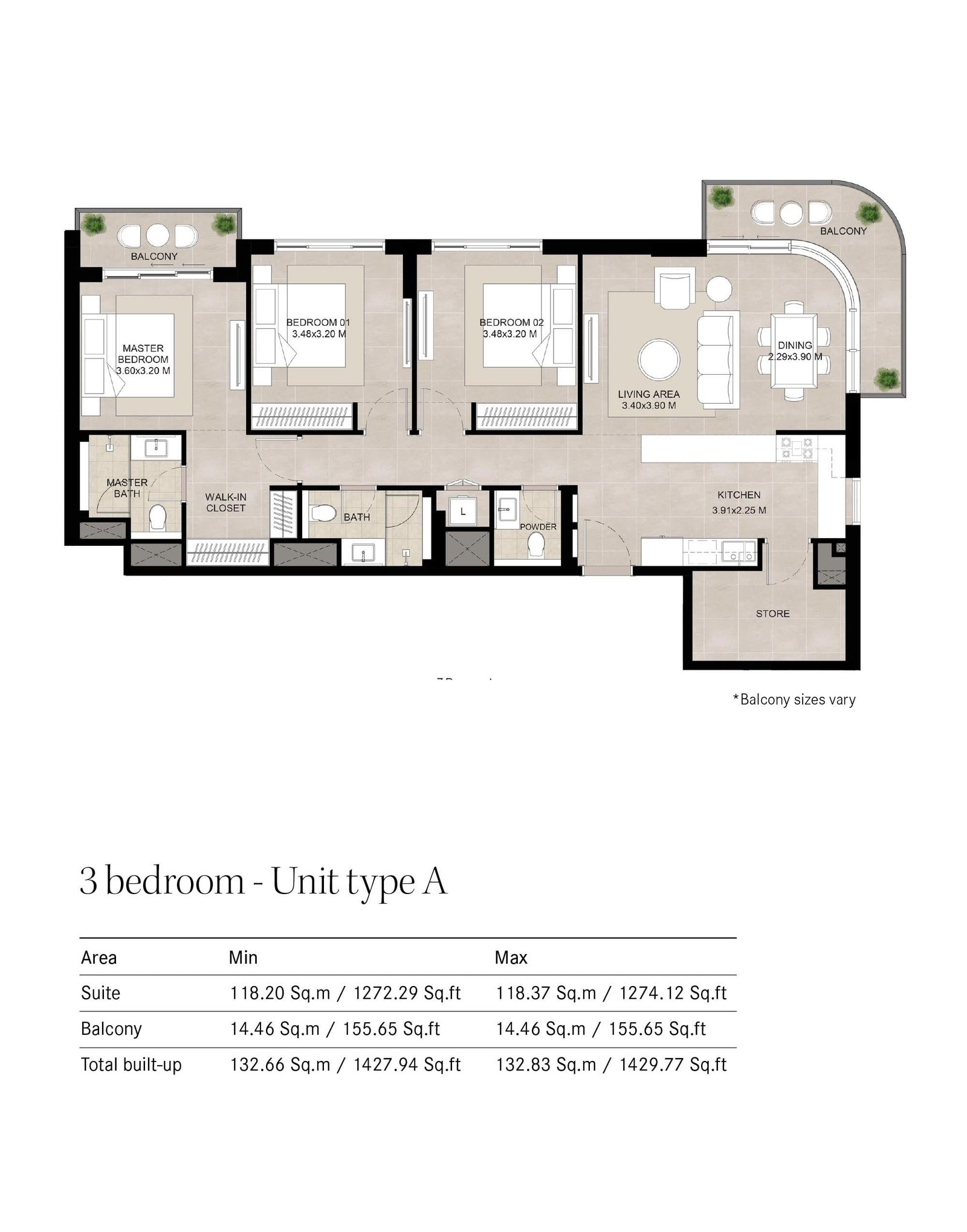 3 Bedroom floor plan