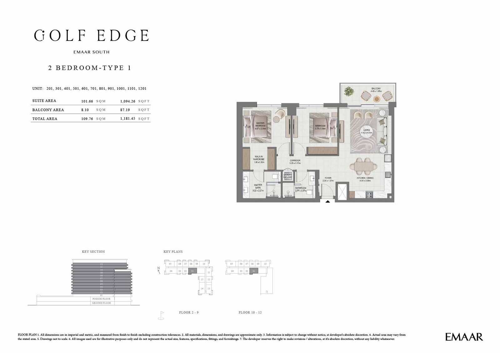 2 Bedrooms floor plan