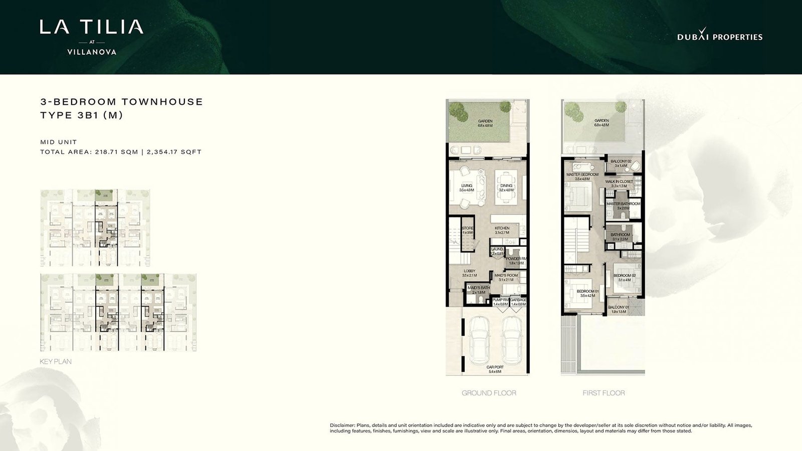3 Bedrooms + Maid floor plan