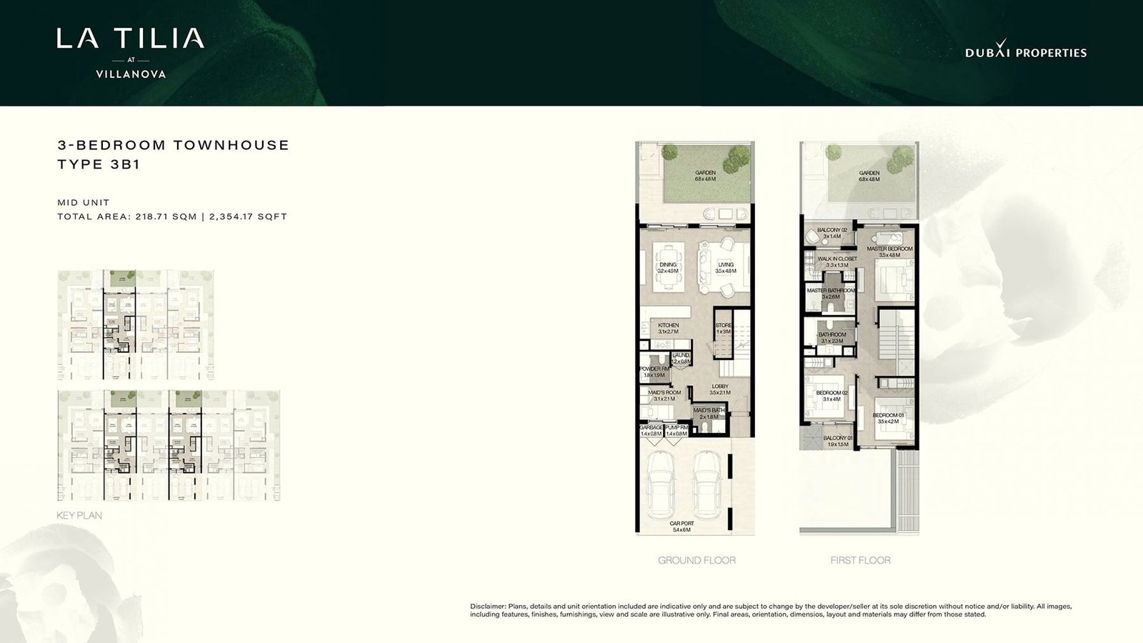 3 Bedrooms + Maid floor plan