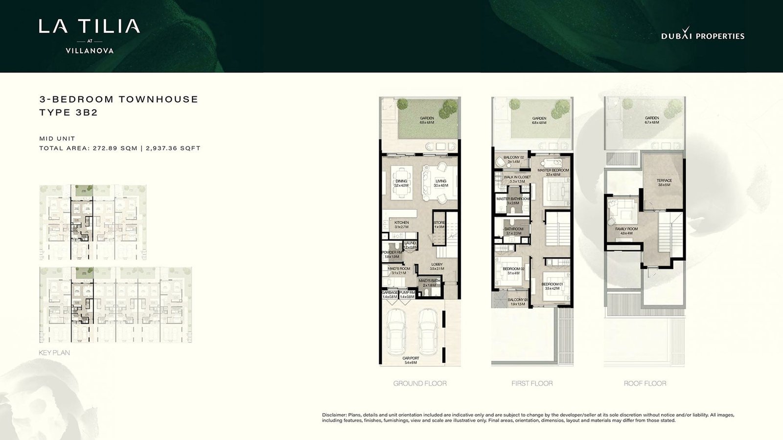 3 Bedrooms + Maid floor plan