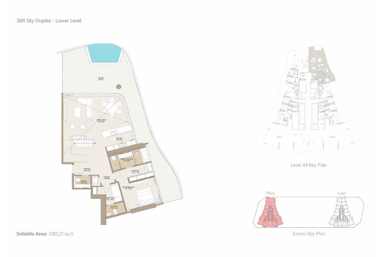 3 Bedroom + Pool + Maid floor plan