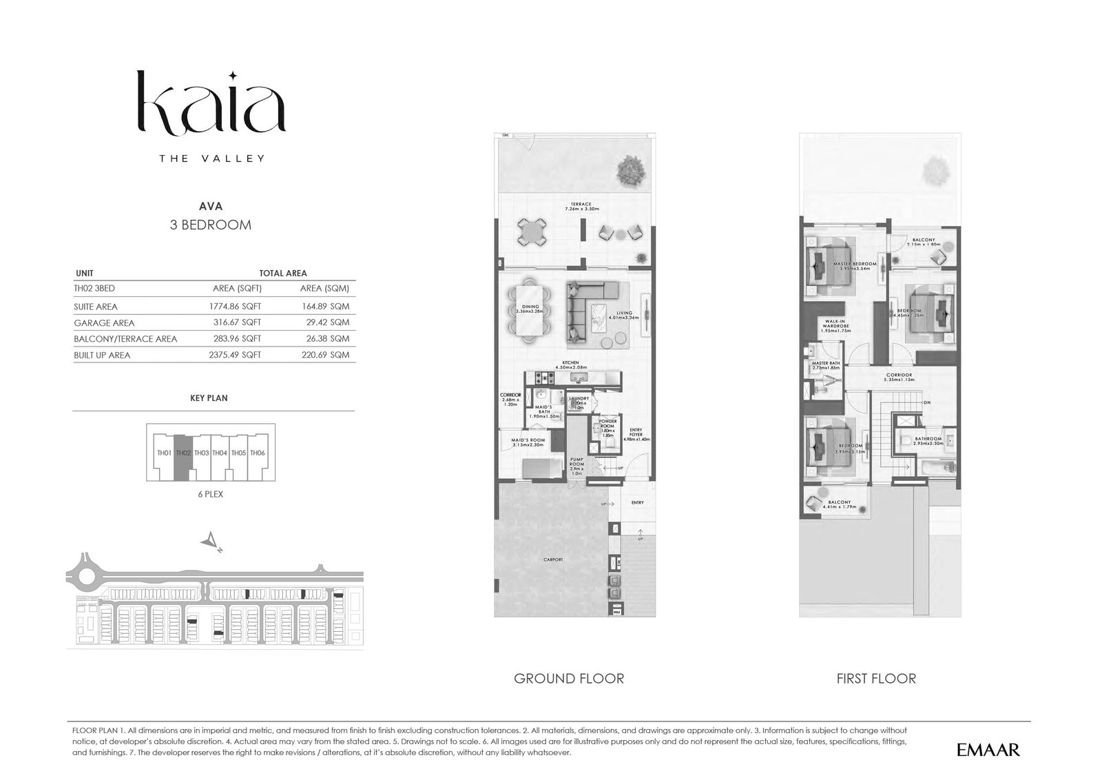 3 Bedrooms + Maid floor plan