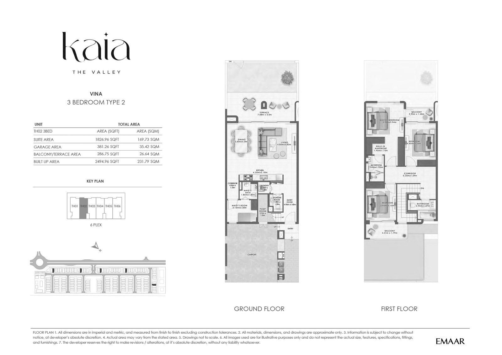 3 Bedrooms + Maid floor plan