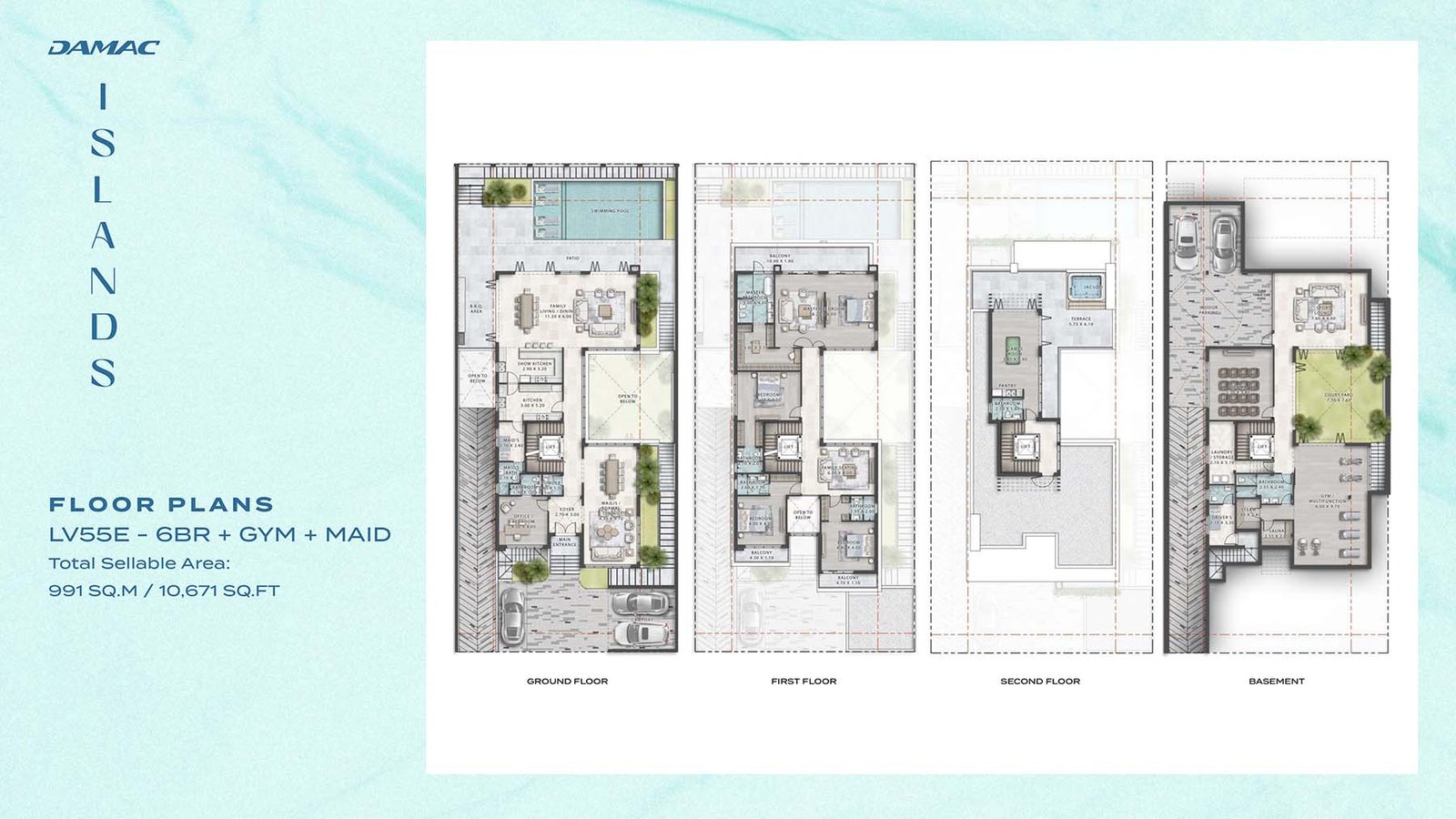 6 Bedrooms + Pool + Maid floor plan