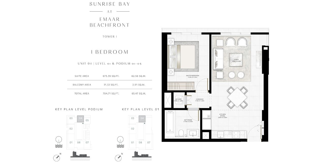 1 Bedroom floor plan