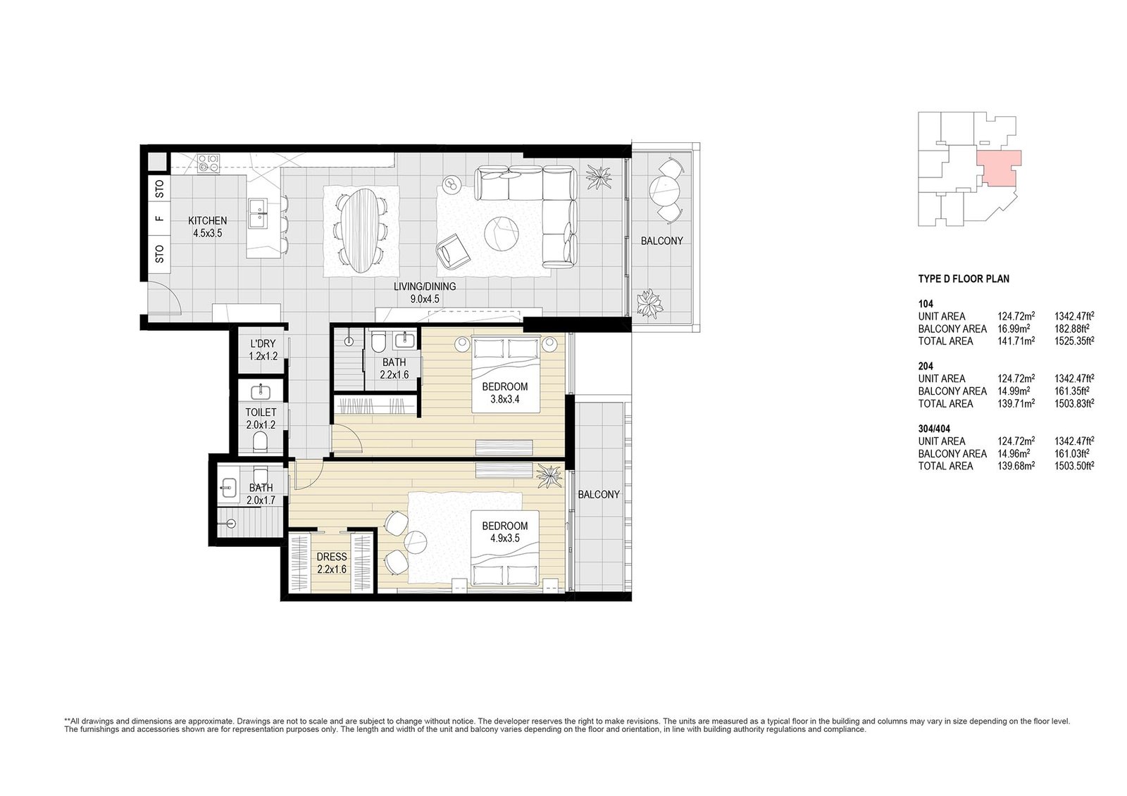 2 Bedrooms floor plan