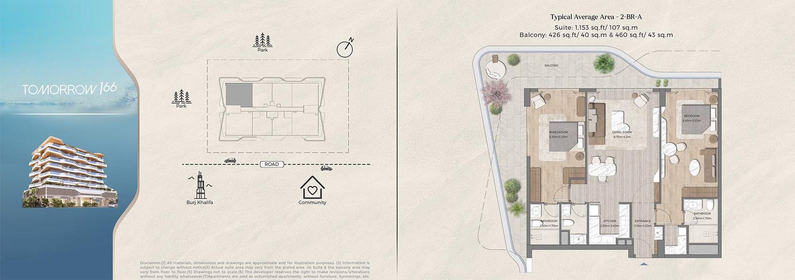 2 Bedrooms floor plan