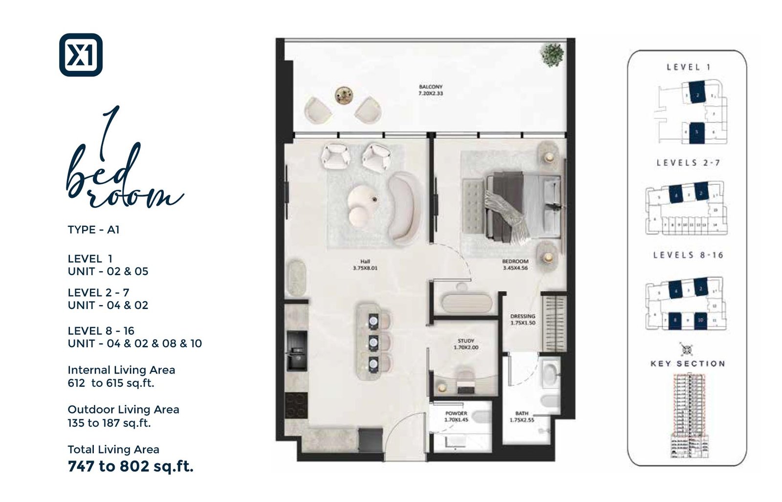 1 Bedroom floor plan