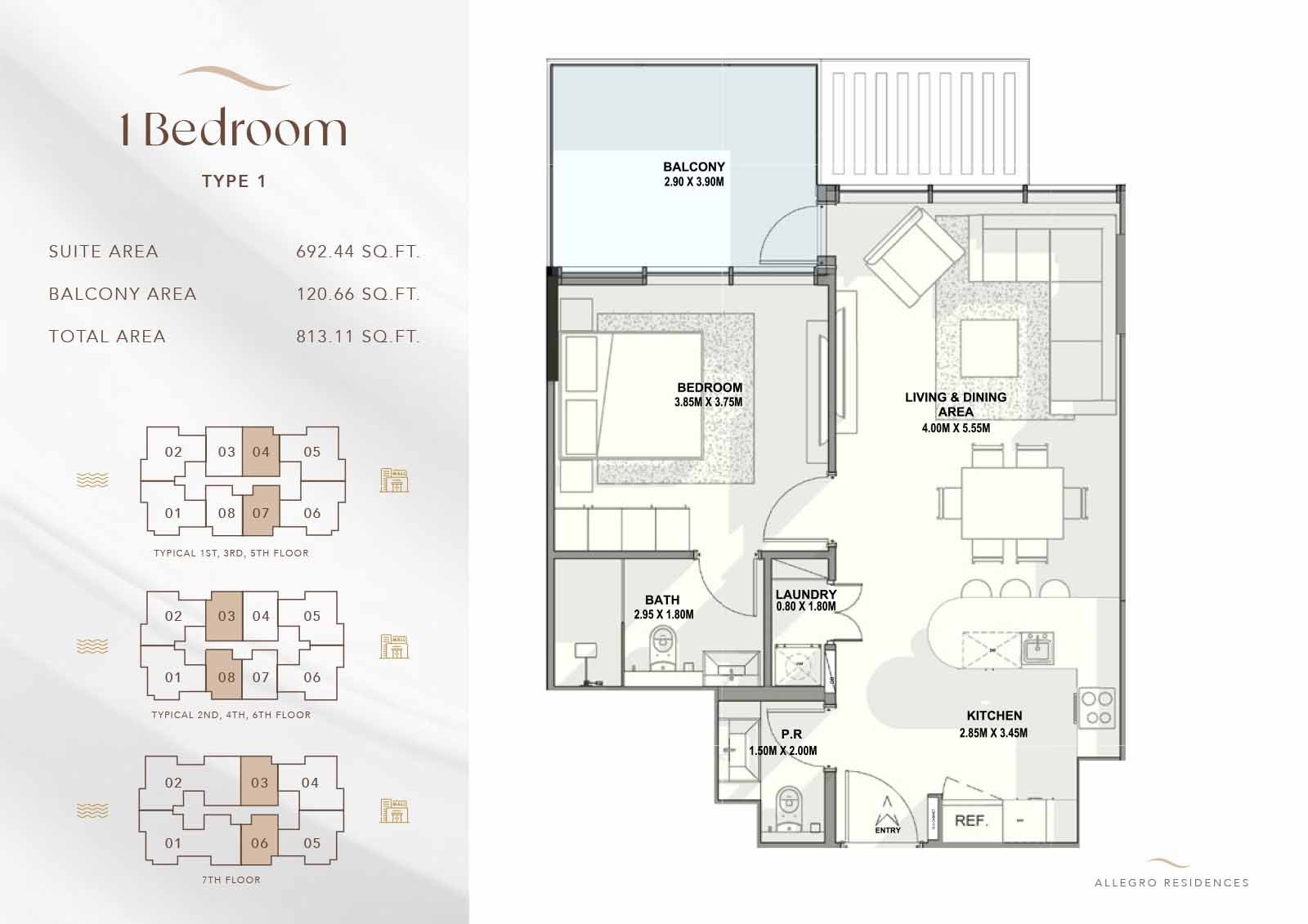 1 Bedroom floor plan