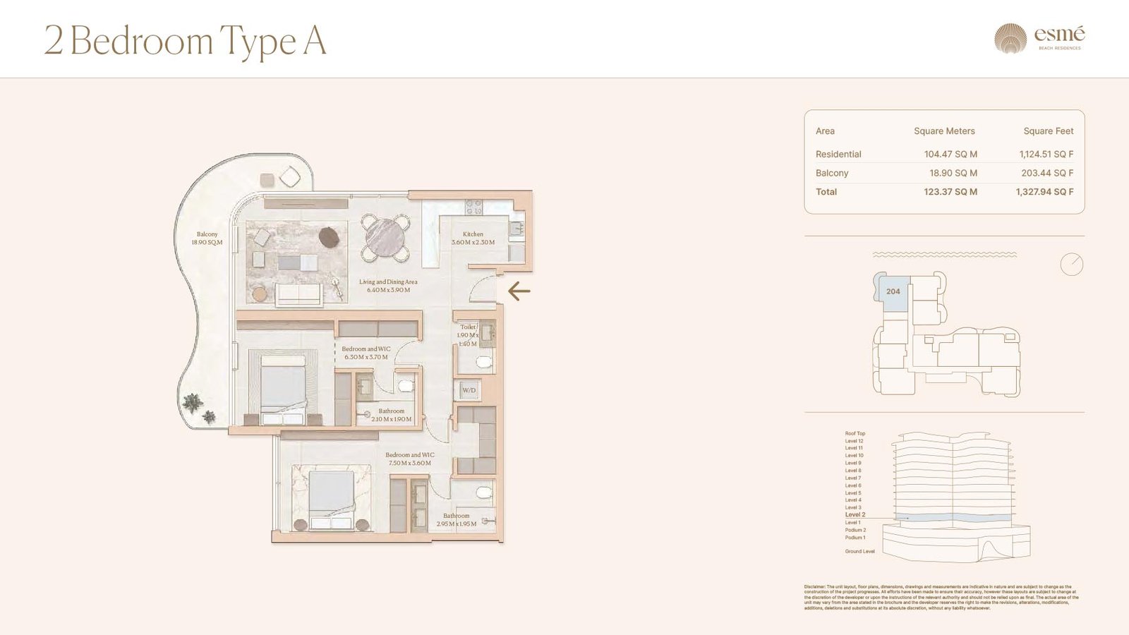 2 Bedrooms floor plan
