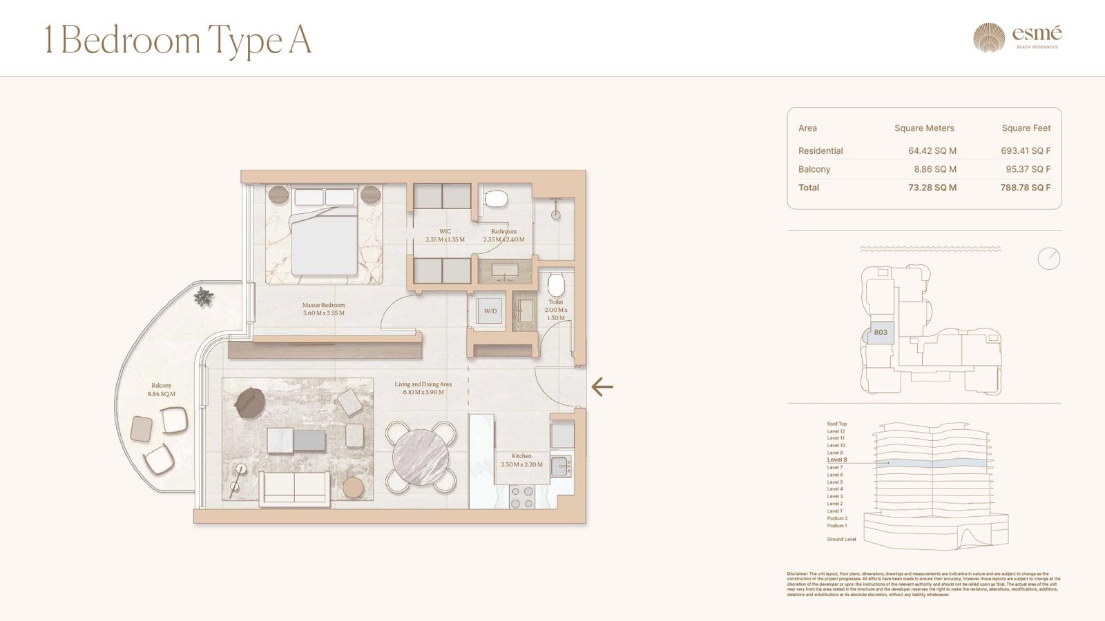 1 Bedroom floor plan