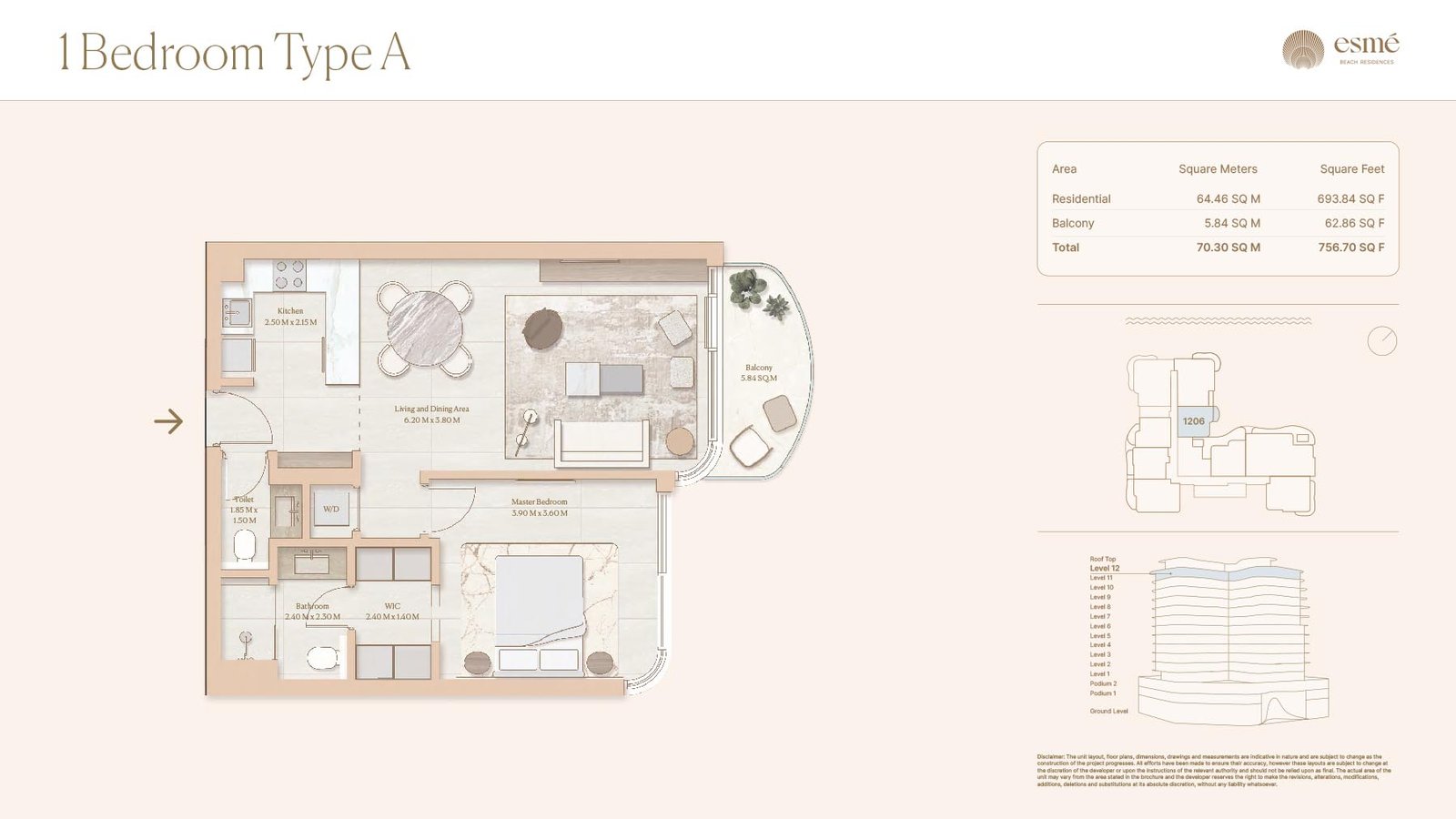 1 Bedroom floor plan