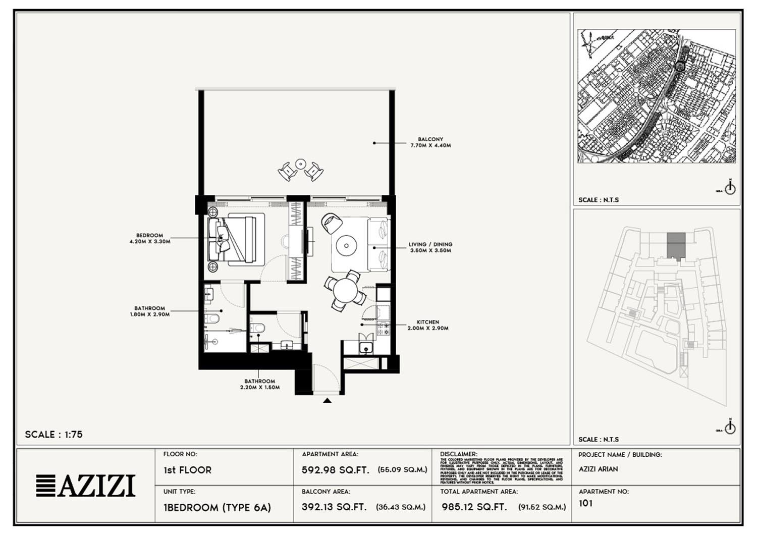 1 Bedroom floor plan