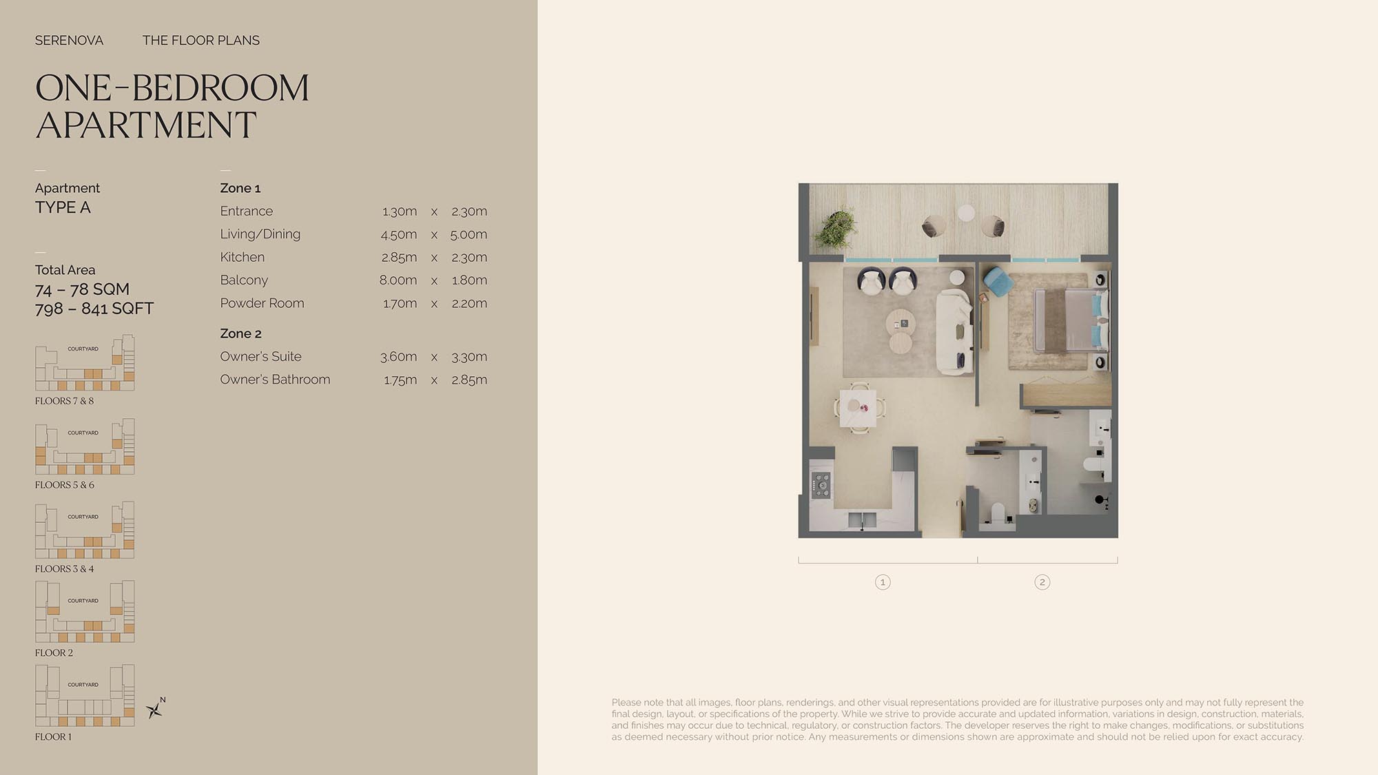 1 Bedroom floor plan