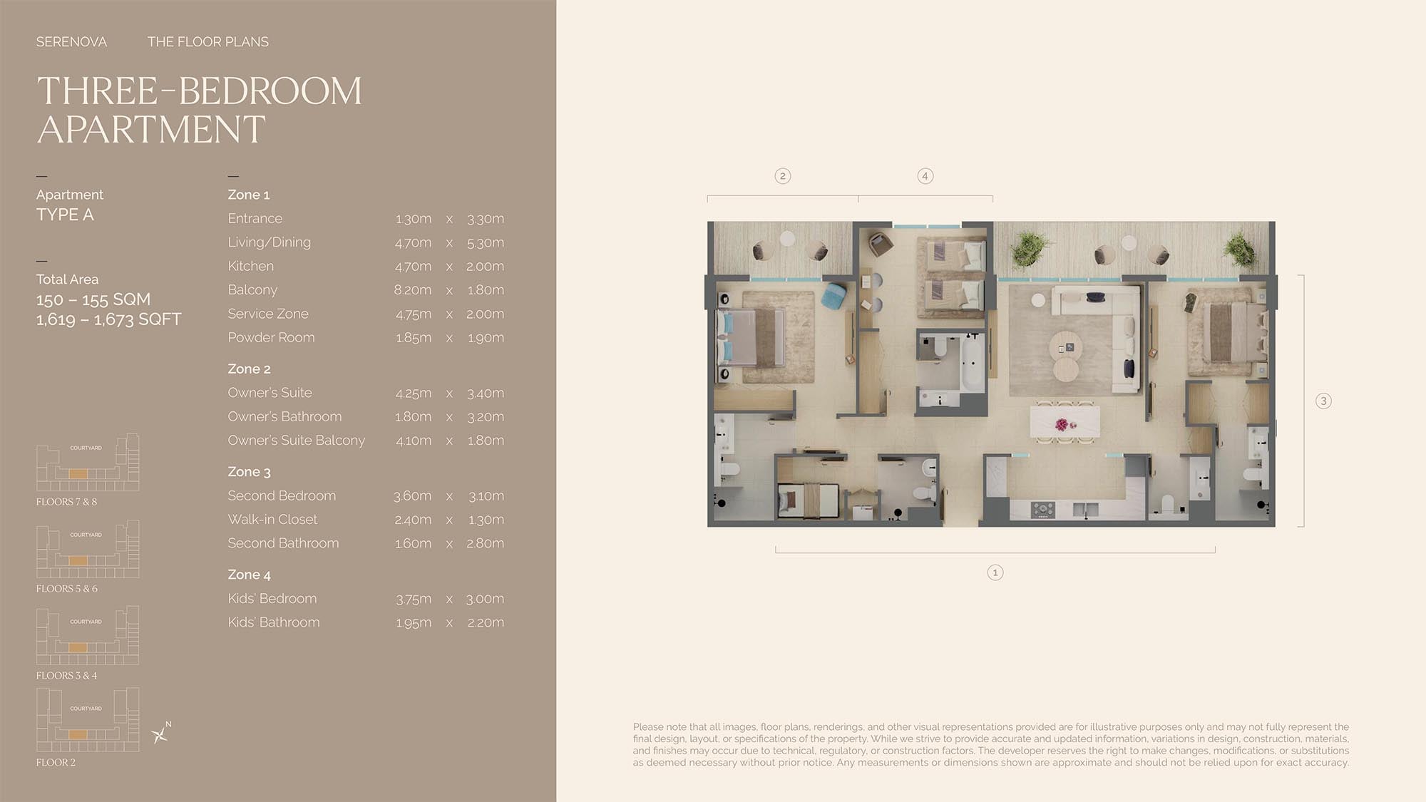 3 Bedrooms floor plan