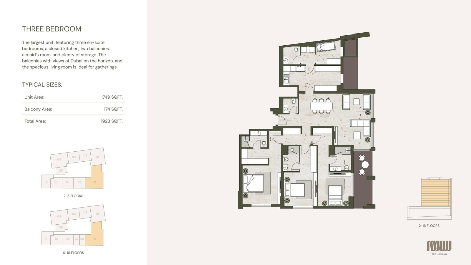 3 Bedrooms floor plan