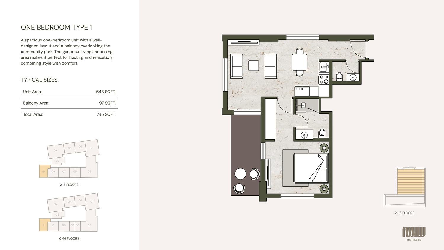 1 Bedroom floor plan