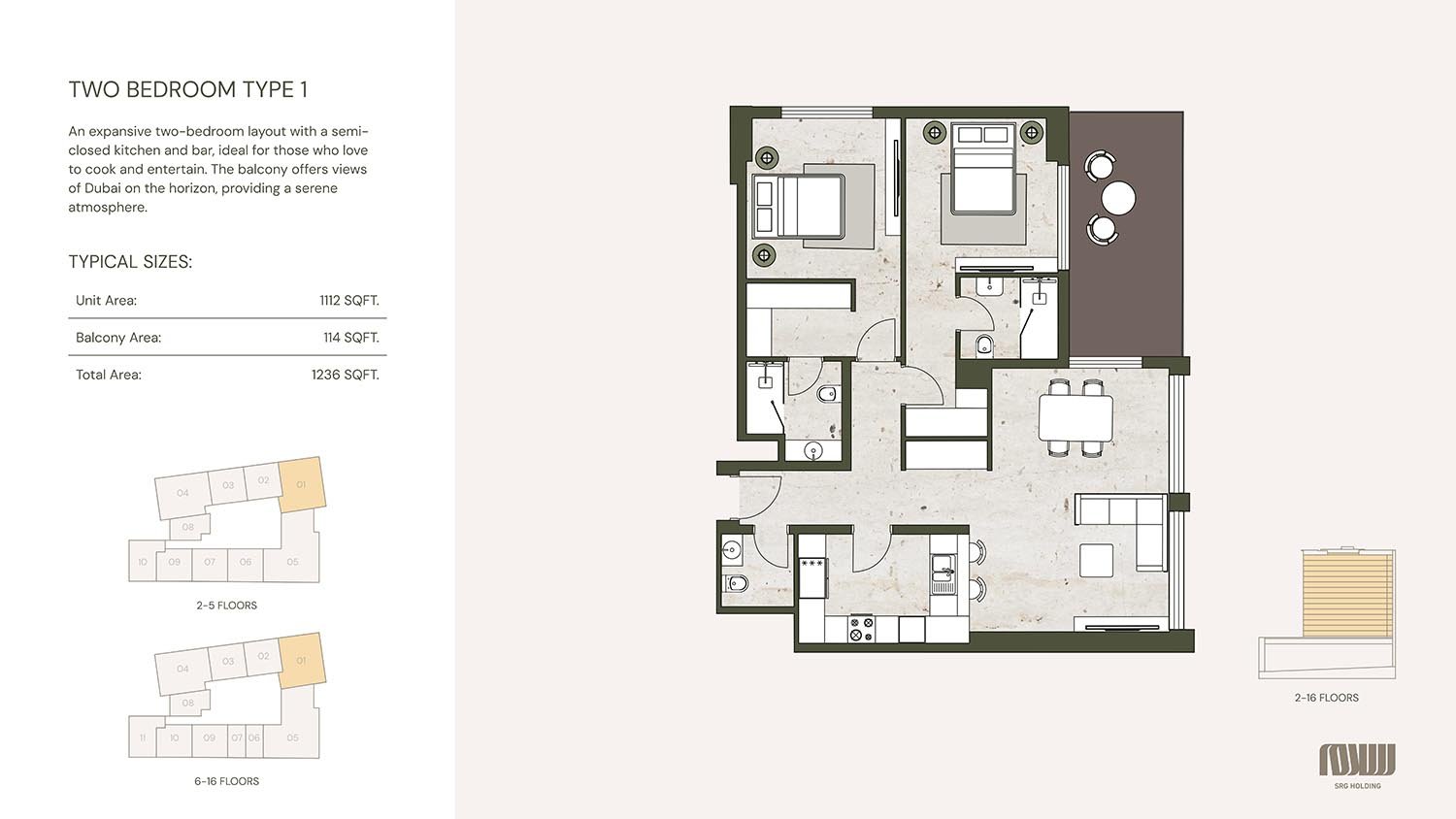 2 Bedrooms floor plan