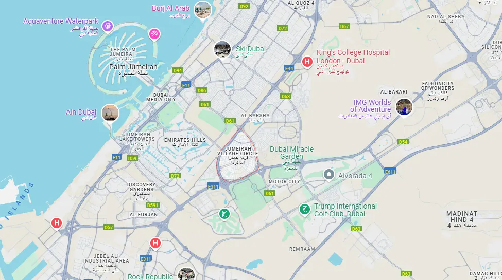 Aria Heights at JVC location map