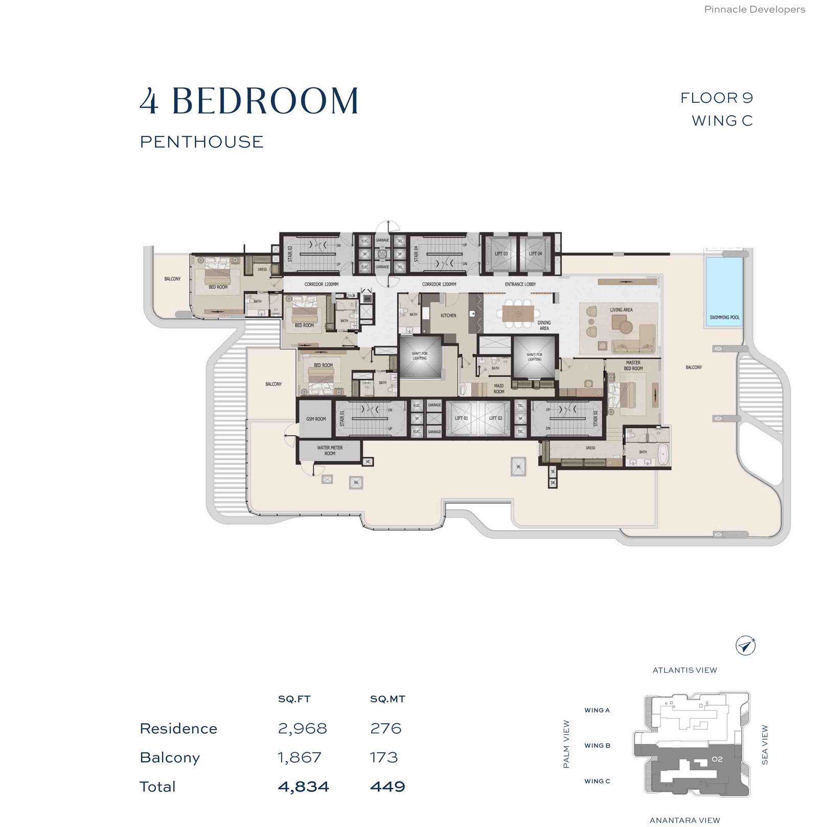 4 Bedroom + Pool + Maid floor plan