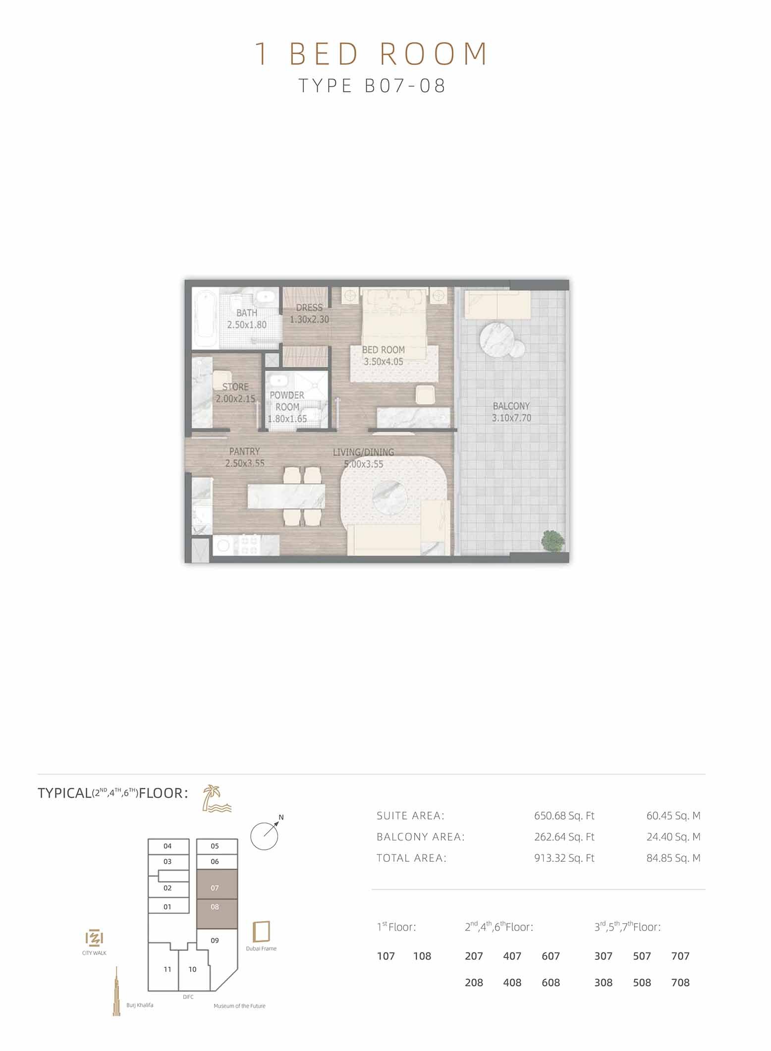 1 Bedroom floor plan