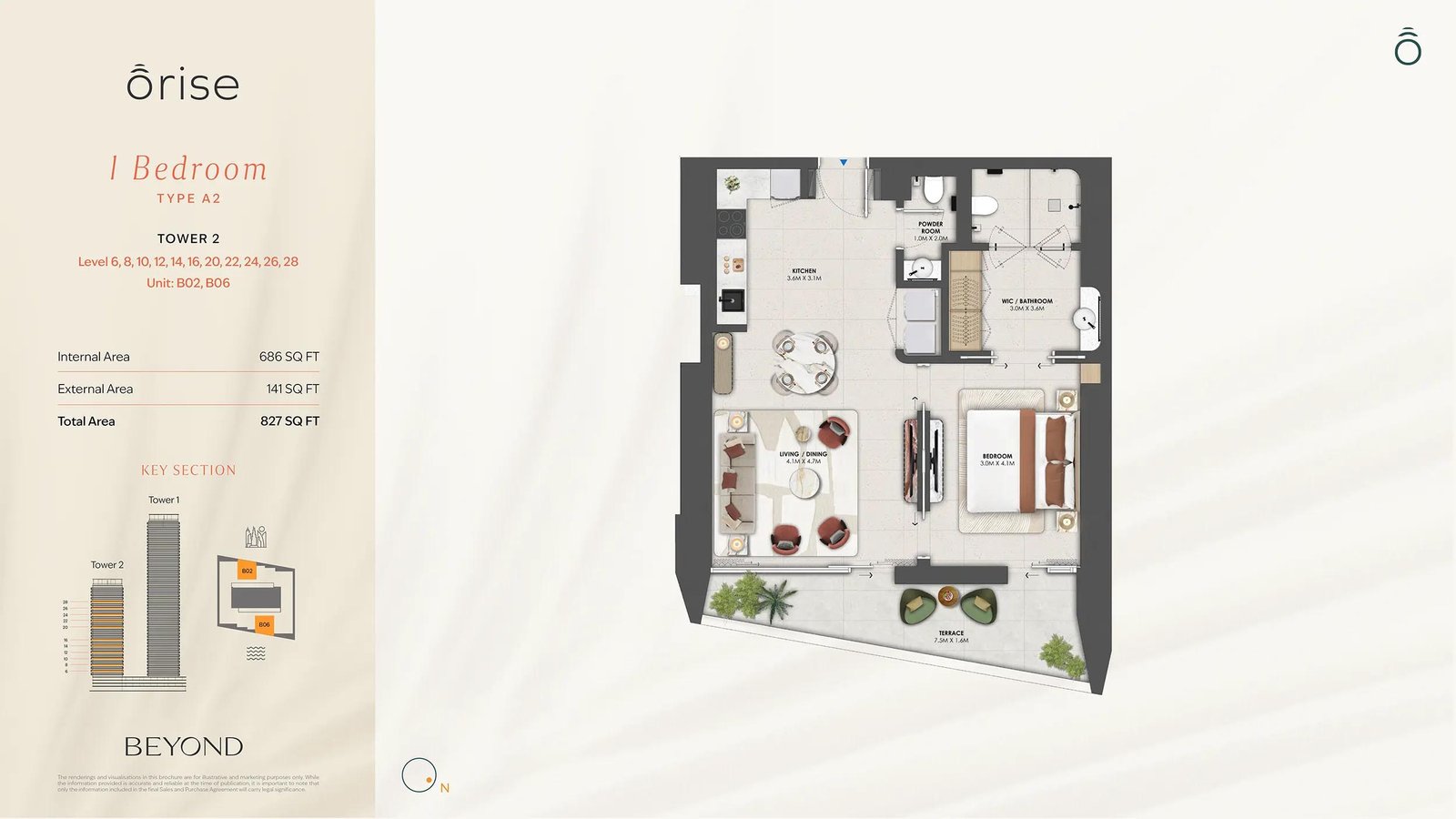 1 Bedroom floor plan