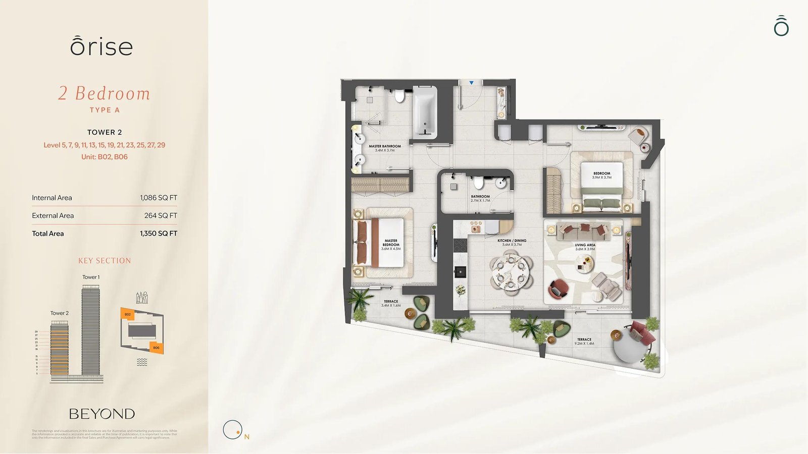2 Bedrooms floor plan